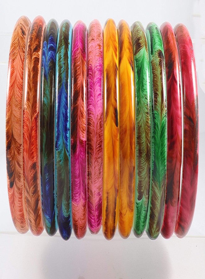 NMII طقم كادا من إن إم آي آي بنقشة زجاجية وريشية بلمسة نهائية لامعة للنساء والفتيات، (متعدد الألوان، 2.8 بوصة)، عبوة من 12 قطعة - Image 5