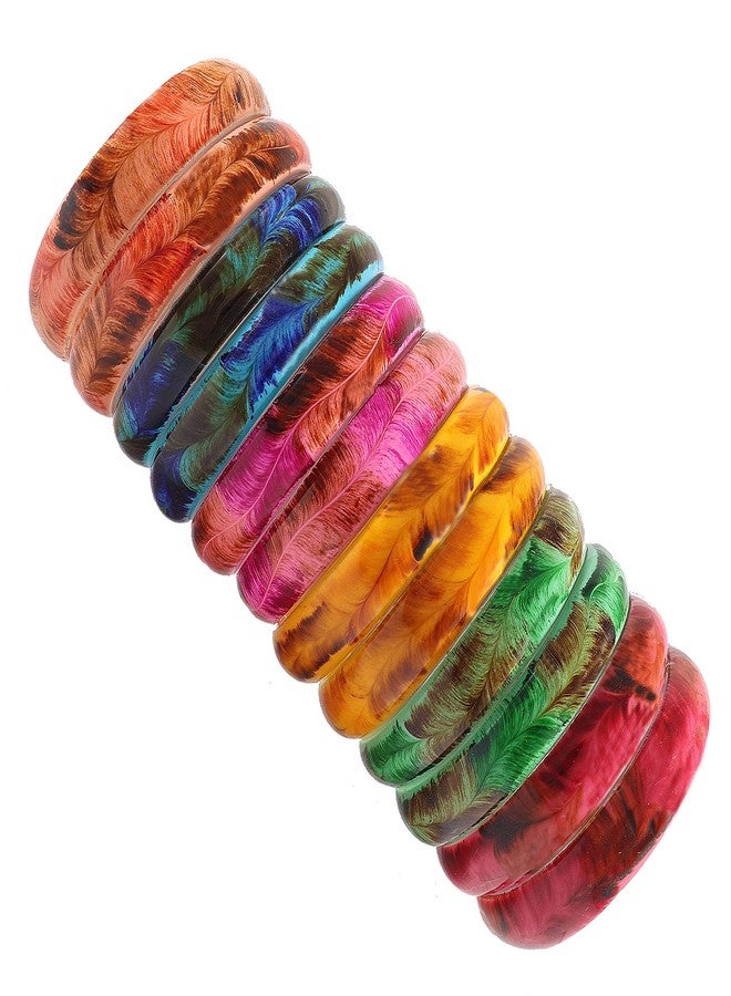 NMII طقم كادا من إن إم آي آي بنقشة زجاجية وريشية بلمسة نهائية لامعة للنساء والفتيات، (متعدد الألوان، 2.8 بوصة)، عبوة من 12 قطعة - Image 4