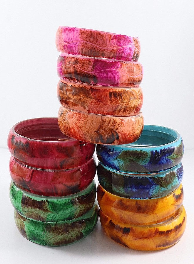 NMII طقم كادا من إن إم آي آي بنقشة زجاجية وريشية بلمسة نهائية لامعة للنساء والفتيات، (متعدد الألوان، 2.8 بوصة)، عبوة من 12 قطعة - Image 3