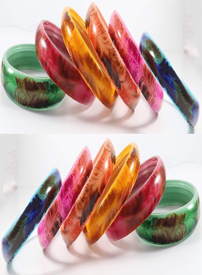 NMII طقم كادا من إن إم آي آي بنقشة زجاجية وريشية بلمسة نهائية لامعة للنساء والفتيات، (متعدد الألوان، 2.8 بوصة)، عبوة من 12 قطعة - Image 2