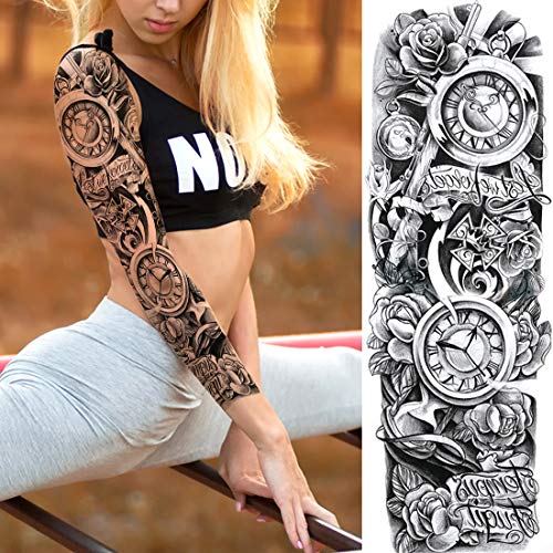JOEHAPY 11 Sheets NEZAR Maori Temporary Tattoo Sleeve For Men Adults Tiki Turtle Manta Waterproof Fake Tattoo Sleeves For Women Black Dragon Totem Tribal Military Long Full Sleeve Tattoos Temporary Stickers - Image 5