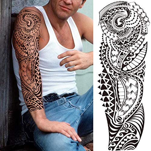JOEHAPY 11 Sheets NEZAR Maori Temporary Tattoo Sleeve For Men Adults Tiki Turtle Manta Waterproof Fake Tattoo Sleeves For Women Black Dragon Totem Tribal Military Long Full Sleeve Tattoos Temporary Stickers - Image 2