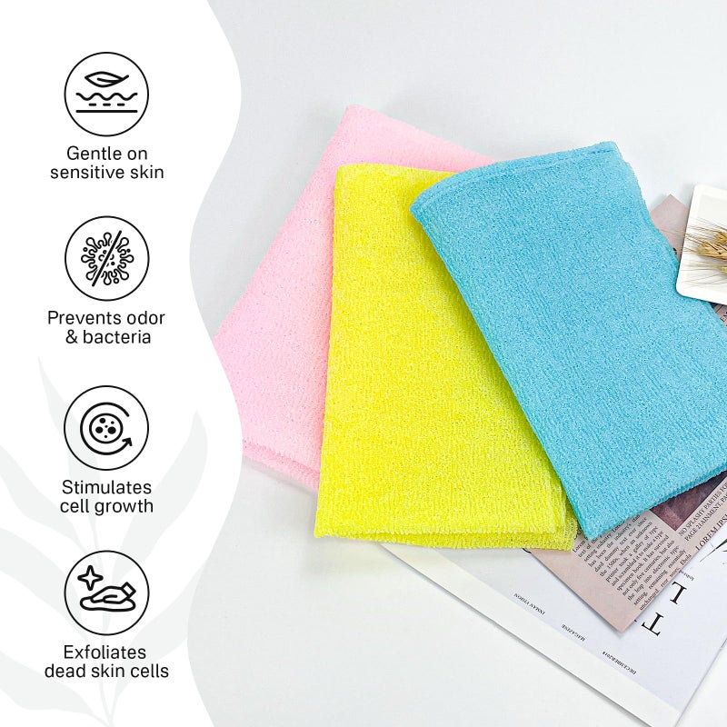 Yiclick Exfoliating Washcloth Towel Exfoliating Body Scrubber Exfoliator Back Scrubber for Shower Bath Exfoliate Rags Wash Cloths Loofah Lufa Sponge Body Scrub Exfoliation Women Men - Image 3