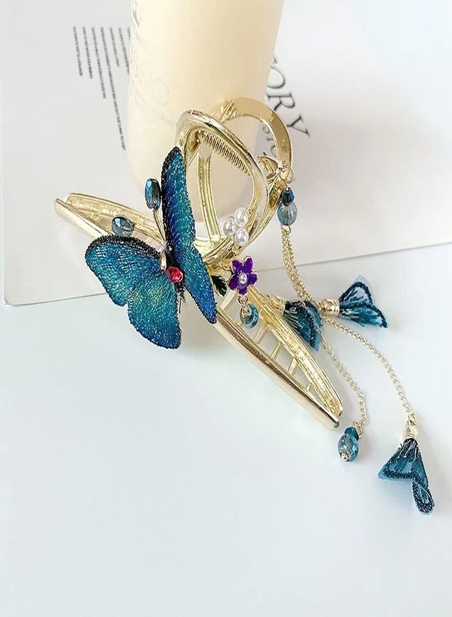 Calyrex Metal Butterfly Headdress Hair Clips Large Flower Tassel Claw Clip Super Flash Nonslip Hairpin - Image 3