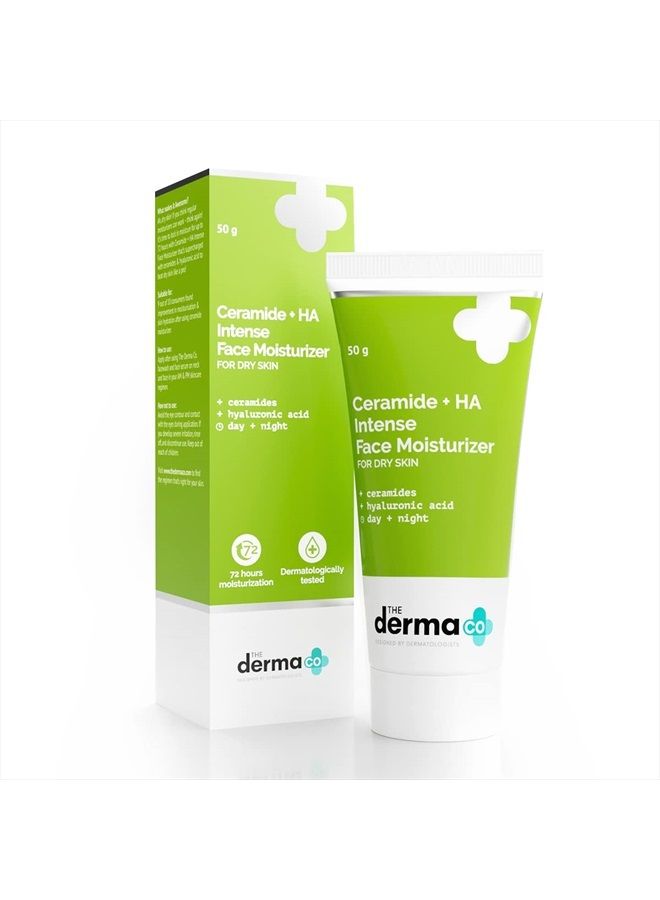 THE derma Co مرطب مكثف للوجه والبشرة الجافة من سيراميد + حمض الهيالورونيك - 50 جم - Image 1