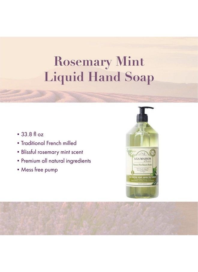 A La Maison Rosemary Mint Liquid Hand Soap Triple French Milled Natural Moisturizing Soap (338 Oz Bottle)  - Image 3