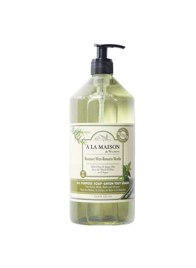 A La Maison Rosemary Mint Liquid Hand Soap Triple French Milled Natural Moisturizing Soap (338 Oz Bottle)  - Image 2