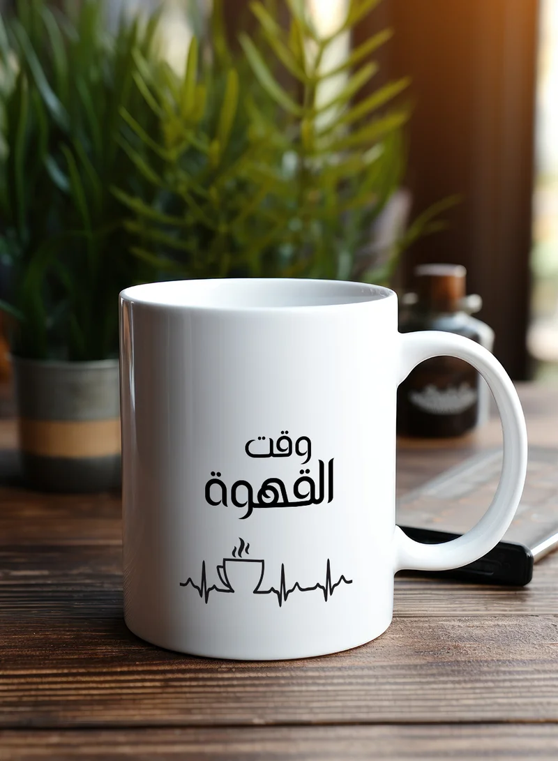 LOWHA 11 oz Ceramic Mug with Coffee Time Design