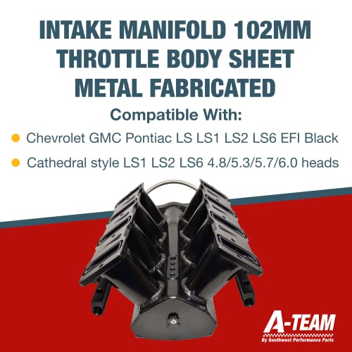 A-Team Performance - Intake Manifold 102mm Throttle Body Sheet Metal Fabricated - Compatible With Chevrolet GMC Pontiac LS LS1 LS2 LS6 EFI Black - LS2 Intake Manifold - Includes Gaskets And Hardware - Image 5