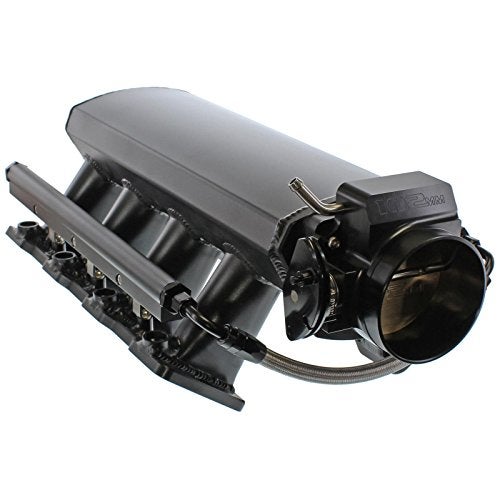 A-Team Performance - Intake Manifold 102mm Throttle Body Sheet Metal Fabricated - Compatible With Chevrolet GMC Pontiac LS LS1 LS2 LS6 EFI Black - LS2 Intake Manifold - Includes Gaskets And Hardware - Image 1