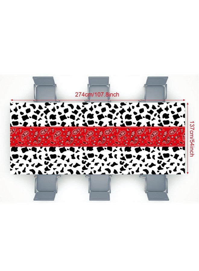 Oudain 3 Pcs Western Party Tablecloth Table Cover Plastic Tablecloth Rectangle Cow Tablecloth For Cowboy Themed Birthday Party Decorations Supplies 108 X 54 Inch (Red Black Paisley) - Image 3