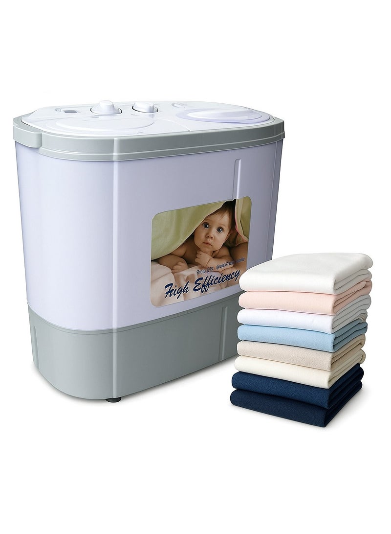 Mini Twin Tub Washing Machine 160W – 2Kg Capacity & 1Kg Spin Capacity Compact Portable Washer for Baby Clothes, Undergarments, Dorm, RV, Travel & Small Apartments – 3 Wash Cycles, Lightweight Plastic Body  - Image 1