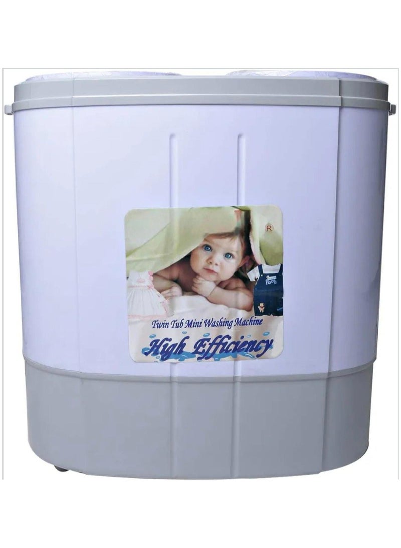 Mini Twin Tub Washing Machine 160W – 2Kg Capacity & 1Kg Spin Capacity Compact Portable Washer for Baby Clothes, Undergarments, Dorm, RV, Travel & Small Apartments – 3 Wash Cycles, Lightweight Plastic Body  - Image 2