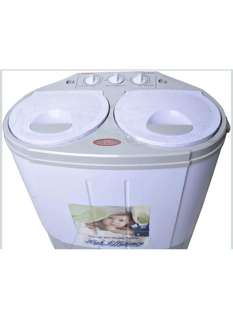 Mini Twin Tub Washing Machine 160W – 2Kg Capacity & 1Kg Spin Capacity Compact Portable Washer for Baby Clothes, Undergarments, Dorm, RV, Travel & Small Apartments – 3 Wash Cycles, Lightweight Plastic Body  - Image 3