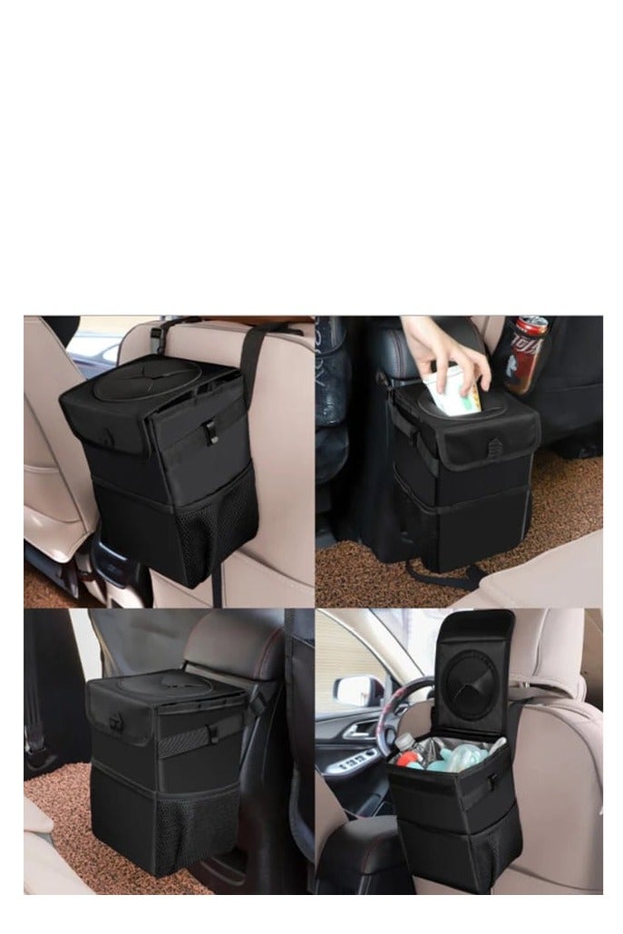 Portable Closeable Storage Pockets For Car Trash Can, Waterproof Auto Car Accessories Organizer Garbage Dump - Image 1