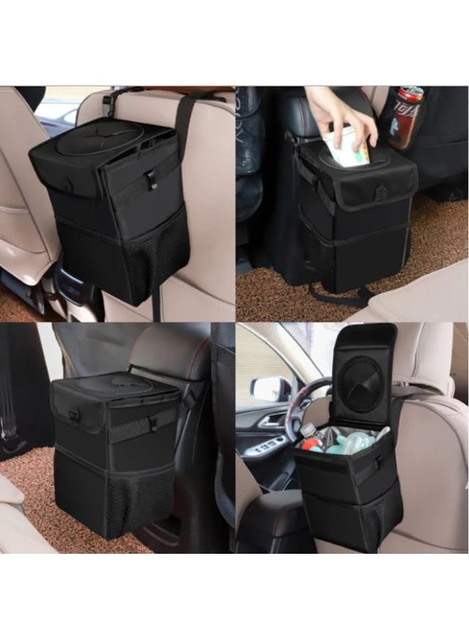 Portable Closeable Storage Pockets For Car Trash Can, Waterproof Auto Car Accessories Organizer Garbage Dump - Image 4