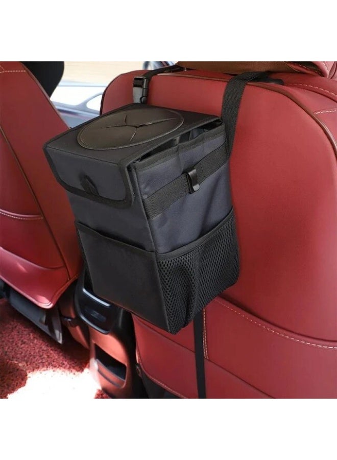 Portable Closeable Storage Pockets For Car Trash Can, Waterproof Auto Car Accessories Organizer Garbage Dump - Image 2