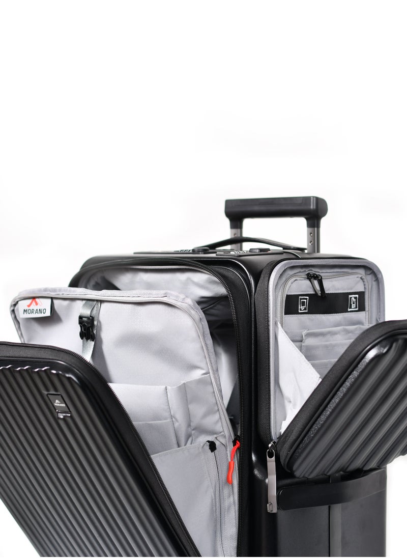 MORANO - Morano smart carry-on 20'' inch luggage with large storage compartments a side pocket with a special lock and a pocket for tablets and documents Size  37*28*50 cm - Image 1