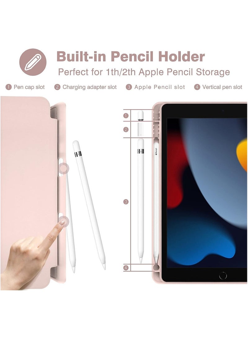 ELTRAZONE iPad 10.2 Case  iPad 9th 8th 7th Generation Case Auto Wake & Sleep Cover  Protective Cover with Pencil Holder Having Slim Soft TPU Back Smart Trifold Stand  Pink - Image 3