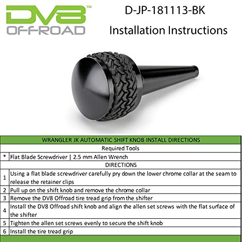 DV8 Offroad Replacement Shift Knob for 2011-2018 Wrangler JK | Automatic Transmission | Billet Aluminum Construction | Rubber Tire Tread Grip - Image 5