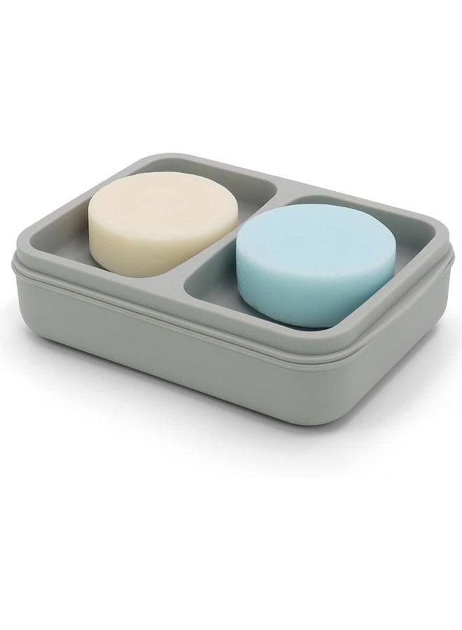 يلا جوي صابون مزدوج صواني ، صواني الصابون ، صواني الصابون مع استنزاف طبقة ، صواني الصابون للحمام ، دش ، حوض الاستحمام ( 1 ، رمادي ) - Image 1