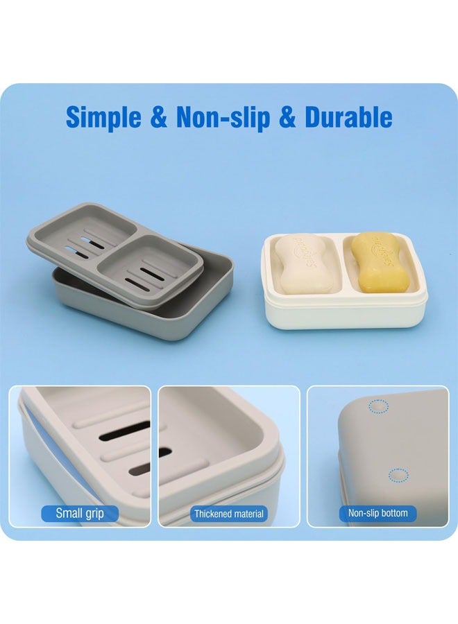 يلا جوي صابون مزدوج صواني ، صواني الصابون ، صواني الصابون مع استنزاف طبقة ، صواني الصابون للحمام ، دش ، حوض الاستحمام ( 1 ، رمادي ) - Image 2