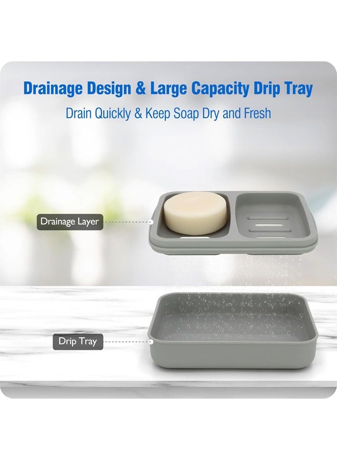 يلا جوي صابون مزدوج صواني ، صواني الصابون ، صواني الصابون مع استنزاف طبقة ، صواني الصابون للحمام ، دش ، حوض الاستحمام ( 1 ، رمادي ) - Image 3