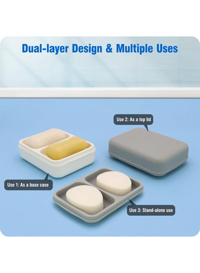 يلا جوي صابون مزدوج صواني ، صواني الصابون ، صواني الصابون مع استنزاف طبقة ، صواني الصابون للحمام ، دش ، حوض الاستحمام ( 1 ، رمادي ) - Image 4