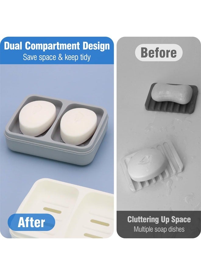يلا جوي صابون مزدوج صواني ، صواني الصابون ، صواني الصابون مع استنزاف طبقة ، صواني الصابون للحمام ، دش ، حوض الاستحمام ( 1 ، رمادي ) - Image 5