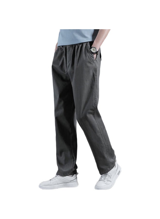 PLAYBOY Casual Pants For Men, Spring And Summer Trousers, Men'S Business Loose Straight-Leg Trendy Long Pants, Dark Gray, L - Image 2
