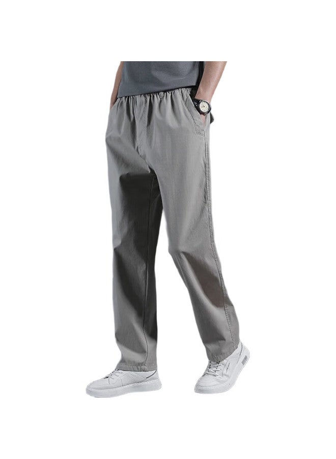 PLAYBOY Casual Pants For Men, Spring And Summer Trousers, Men'S Business Loose Straight-Leg Trendy Long Pants, Dark Gray, L - Image 3
