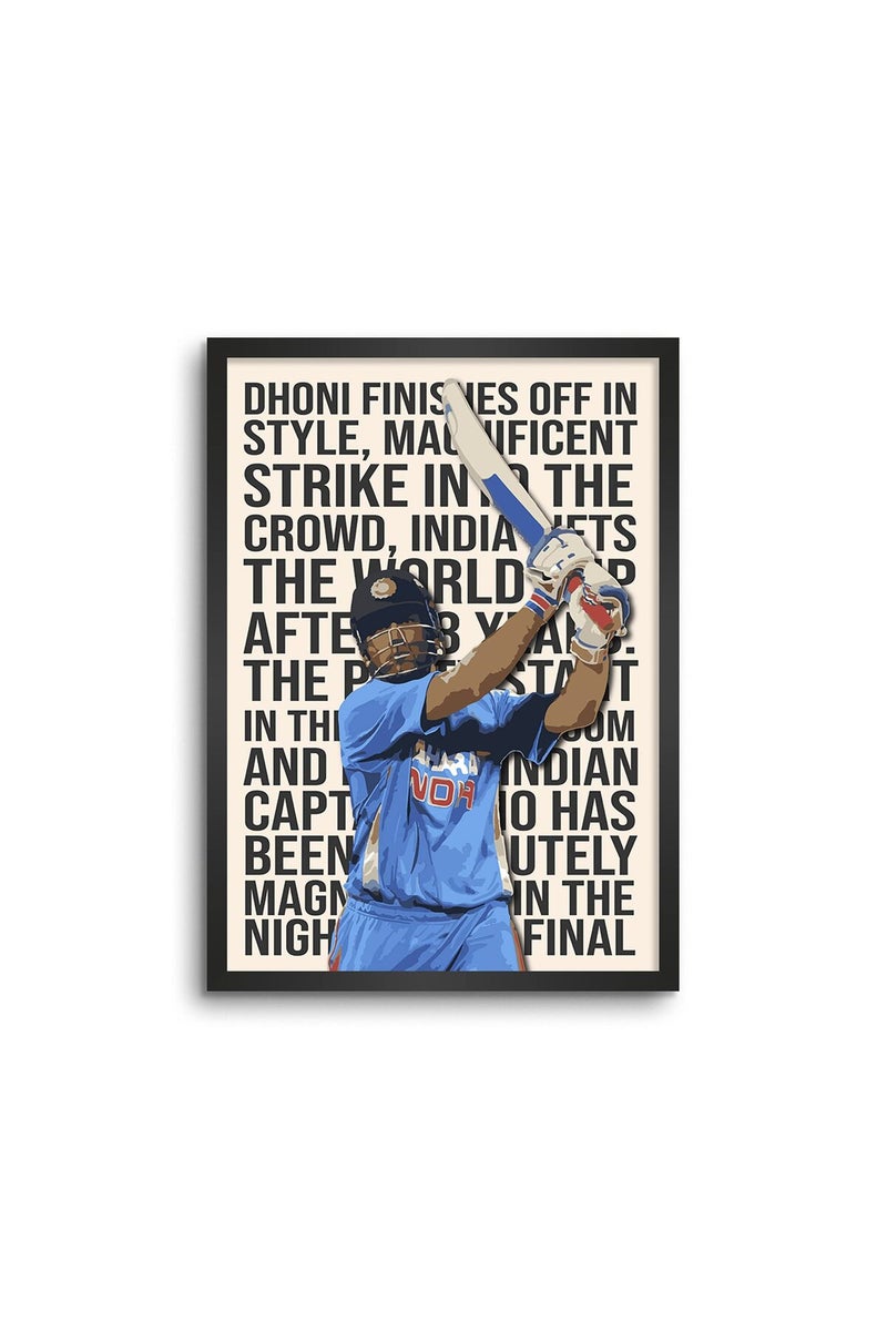 LAMRON MS Dhoni World Cup Finale Framed Poster - Image 1