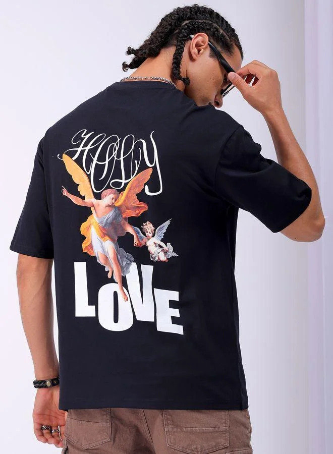 ذا انديان كراج كو Men Boxy Oversized Graphic Back Printed Round Neck Tshirt