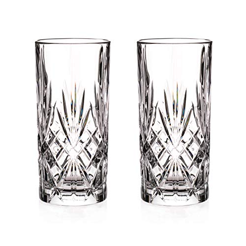 DIAMANTE Chatsworth Hi Ball Tumbler  Perfect for GT Water and Cocktails  Premium Lead Free Crystal  Set of 2