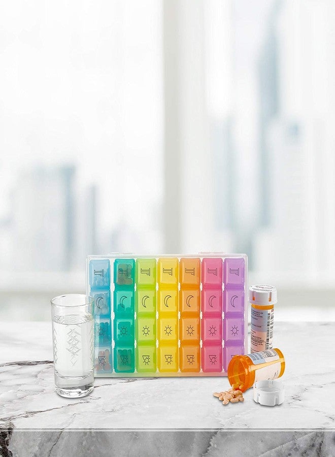 MEDca Weekly Pill Organizer - Pack of 2-4 Compartment Am/Pm Pill Box, 7 Day Large Travel Medication Dispenser Case for Vitamins, Supplements and Medicine - Image 2