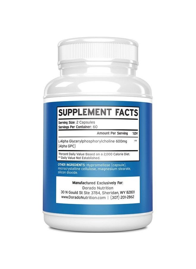 Alpha Gpc 600Mg Per Serving 120 Vegan Capsules Choline Brain Supplement For Acetylcholine Advanced Memory Formula Focus And Brain Support Supplement Usa Made Non Gmo Vegan 120 Count