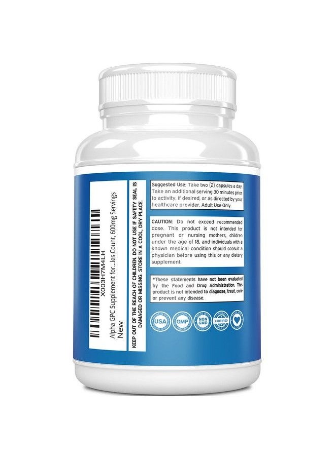 Alpha Gpc 600Mg Per Serving 120 Vegan Capsules Choline Brain Supplement For Acetylcholine Advanced Memory Formula Focus And Brain Support Supplement Usa Made Non Gmo Vegan 120 Count