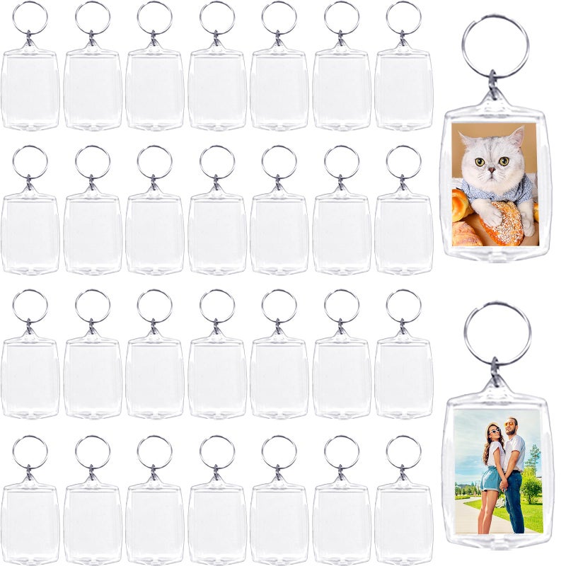 Baaxxango 30 pcs Acrylic Photo Frame Keyring216 x 15 Inch55 x 4 cm Personalized KeychainsClear Picture Keychain as GiftSuit for Artwork