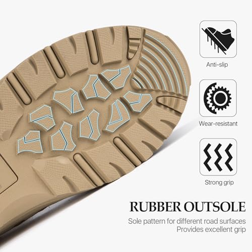 FREE SOLDIER Men's Tactical Boots 8 Inches Lightweight Combat Boot Durable Suede Leather Military Work Boots Desert Boot (Tan, 7.5) - Image 3