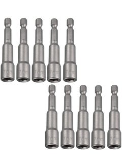 UPTODATETOOLS UPTODATETOOLS 10Pcs 7mm Nut Driver Bit 14 inch Hex Magnetic Power Socket Adapter Drill Bits 65mm Length for Power Tools  - Image 1