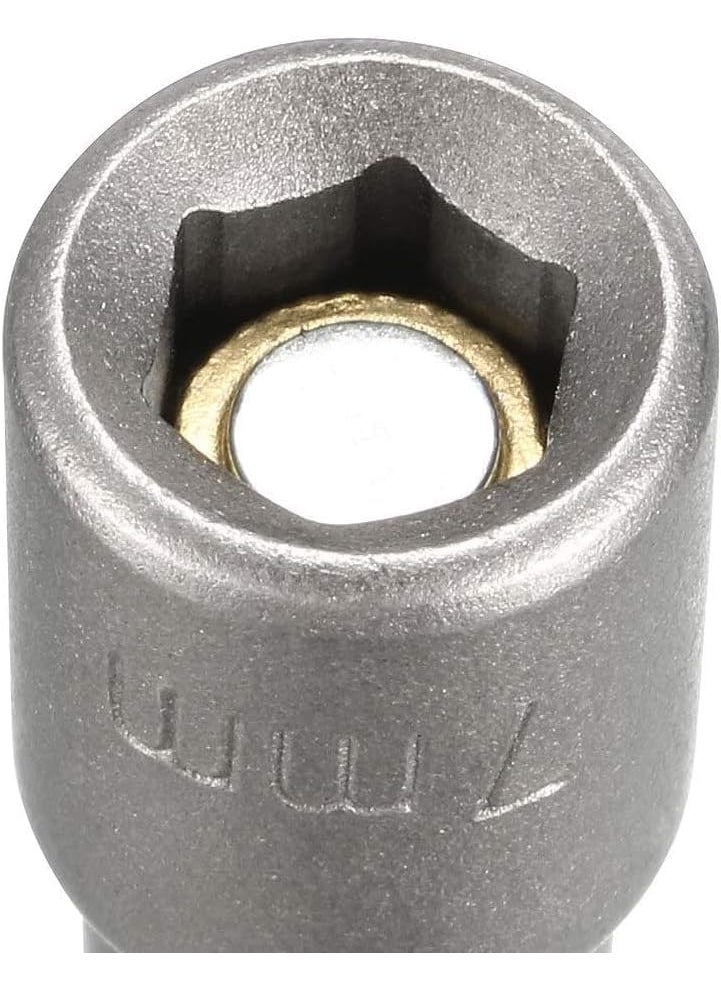 UPTODATETOOLS - UPTODATETOOLS 10Pcs 7mm Nut Driver Bit 14 inch Hex Magnetic Power Socket Adapter Drill Bits 65mm Length for Power Tools - Image 1