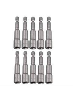 UPTODATETOOLS UPTODATETOOLS 10Pcs 7mm Nut Driver Bit 14 inch Hex Magnetic Power Socket Adapter Drill Bits 65mm Length for Power Tools  - Image 4