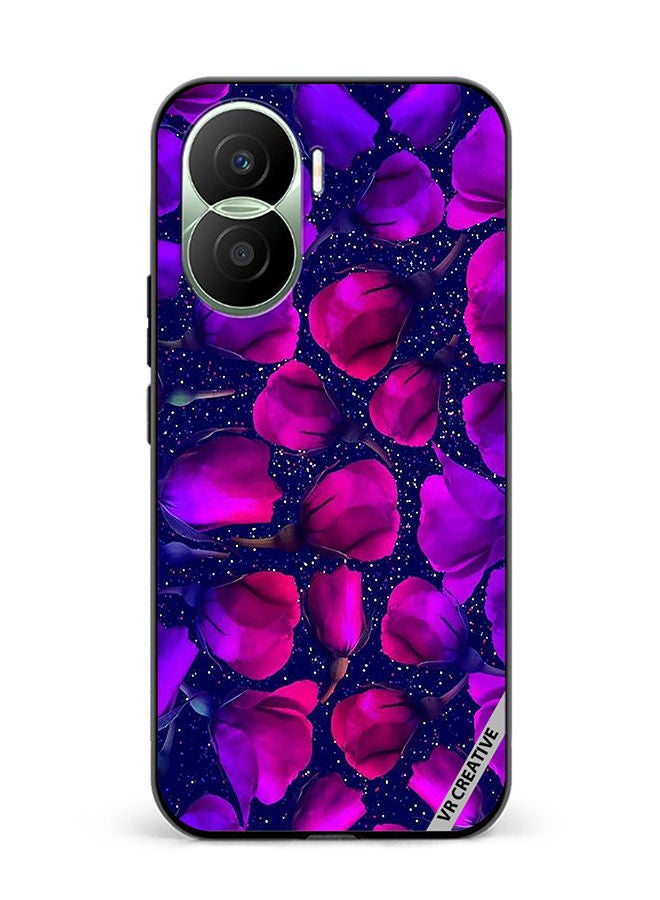 VR CREATIVE Protective Case Cover For Honor Play7T Pro Purple Roses Flower Design Multicolour - Image 1