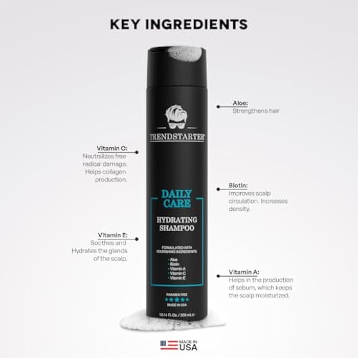 TRENDSTARTER - DAILY CARE - HYDRATING SHAMPOO (10.14 Fl.Oz) - Made with Aloe, Vitamin A, Vitamin C, and Vitamin E for Healthy Hair and Healthy Scalp - Launched 2024 - Image 3