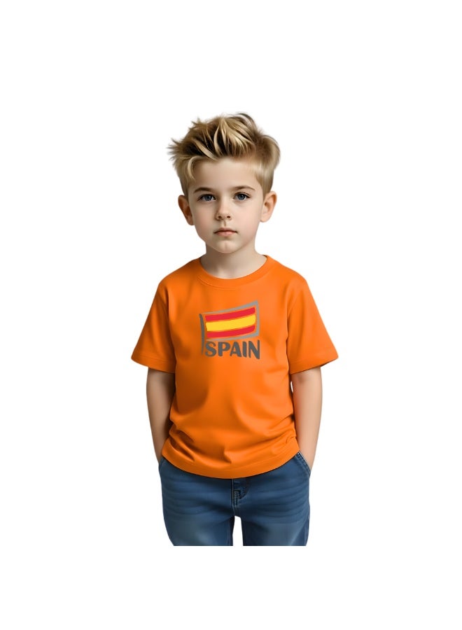 Spain Kids T-Shirt for Boys - Round Neck Short Sleeve Cotton T-Shirt - Soft and Comfortable Kids Boys Tshirt - Perfect for Spanish Souvenirs - Image 1