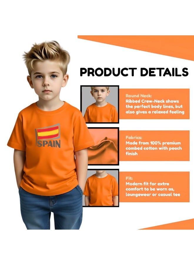 Spain Kids T-Shirt for Boys - Round Neck Short Sleeve Cotton T-Shirt - Soft and Comfortable Kids Boys Tshirt - Perfect for Spanish Souvenirs - Image 4