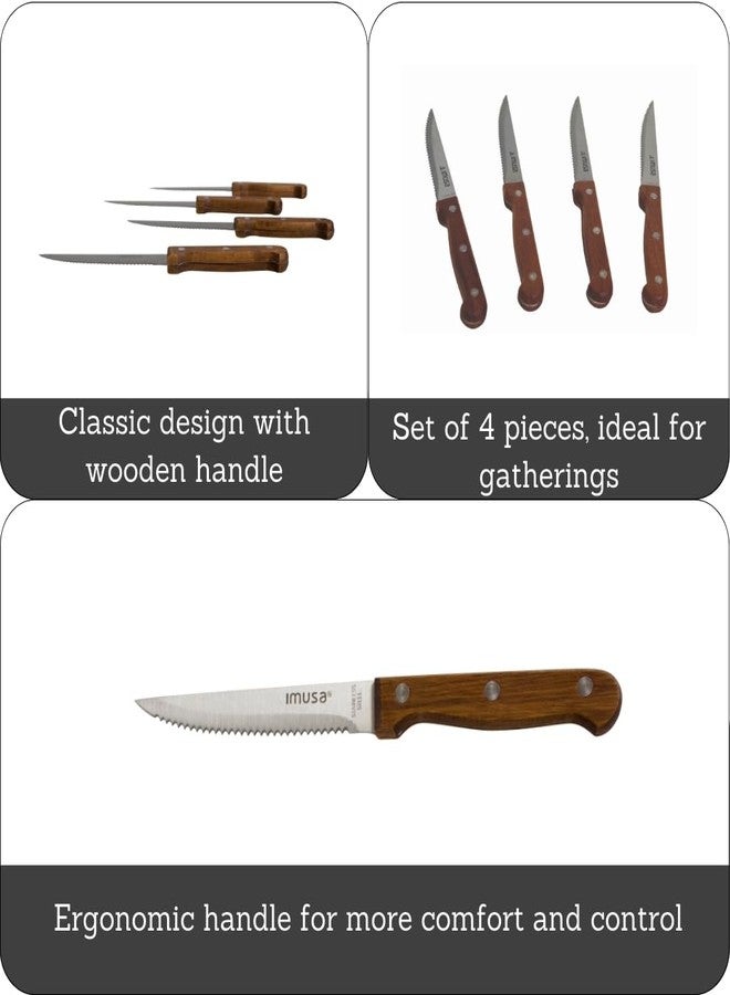 IMUSA USA Wood IMU-71014 4-Piece Serrated Steak Knives Handle, 4pc - Image 2