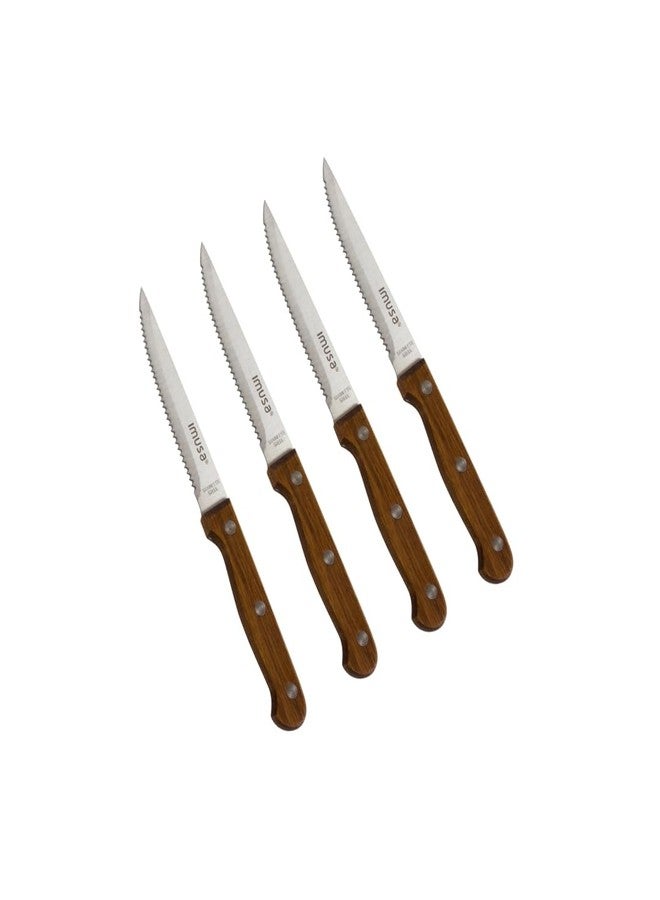 IMUSA USA Wood IMU-71014 4-Piece Serrated Steak Knives Handle, 4pc - Image 1