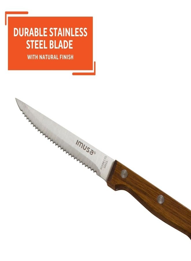 IMUSA USA Wood IMU-71014 4-Piece Serrated Steak Knives Handle, 4pc - Image 3