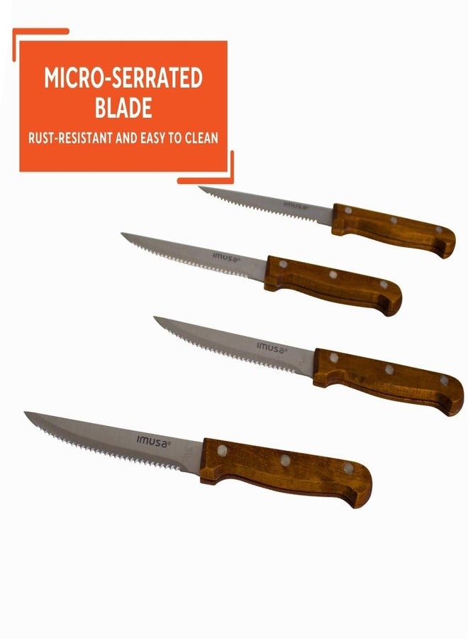 IMUSA USA Wood IMU-71014 4-Piece Serrated Steak Knives Handle, 4pc - Image 5